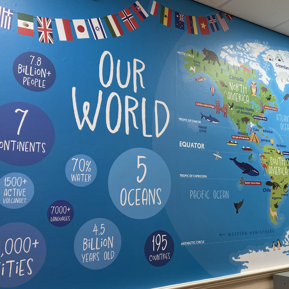 our world wall graphic design