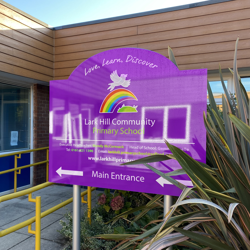 external school signage for lark hill
