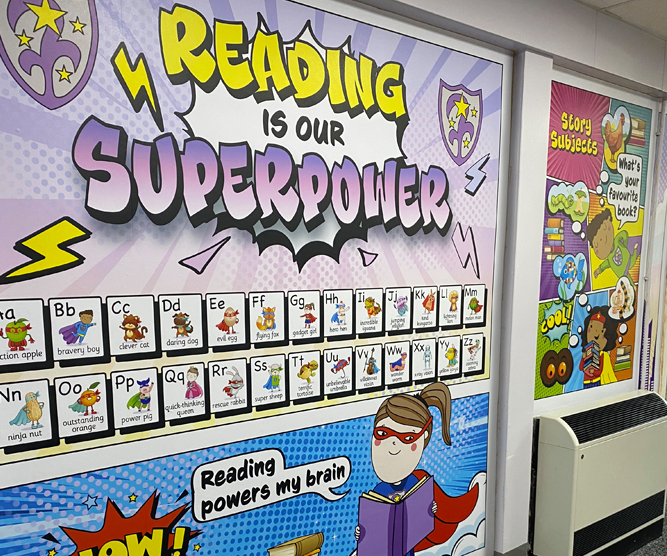 Elliston Early Years Foundation Stage area, wall graphics