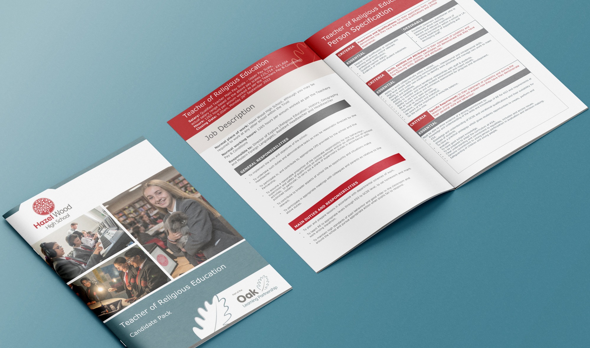 Job vacancy and candidate recruitment packs for Oak Learning Partnership