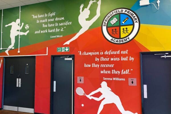 Springfield Primary Academy - sports hall wall graphic design