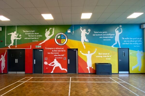 Springfield Primary Academy - sports hall wall graphic design