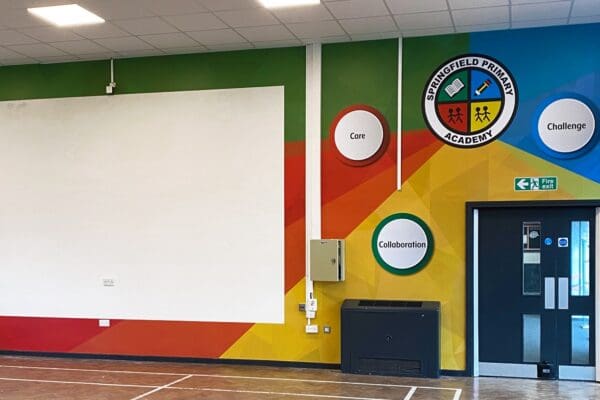 Springfield Primary Academy - sports hall wall graphic design