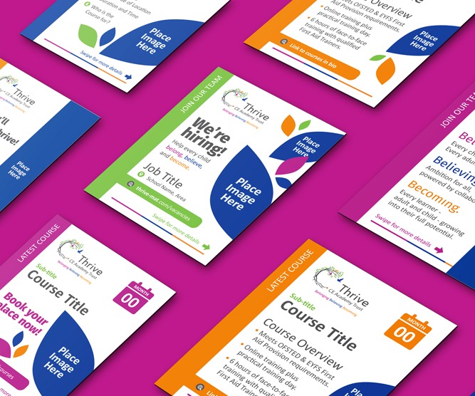 School social media templates for Thrive CE Academy Trust
