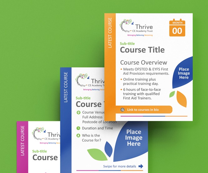 School social media templates for Thrive CE Academy Trust