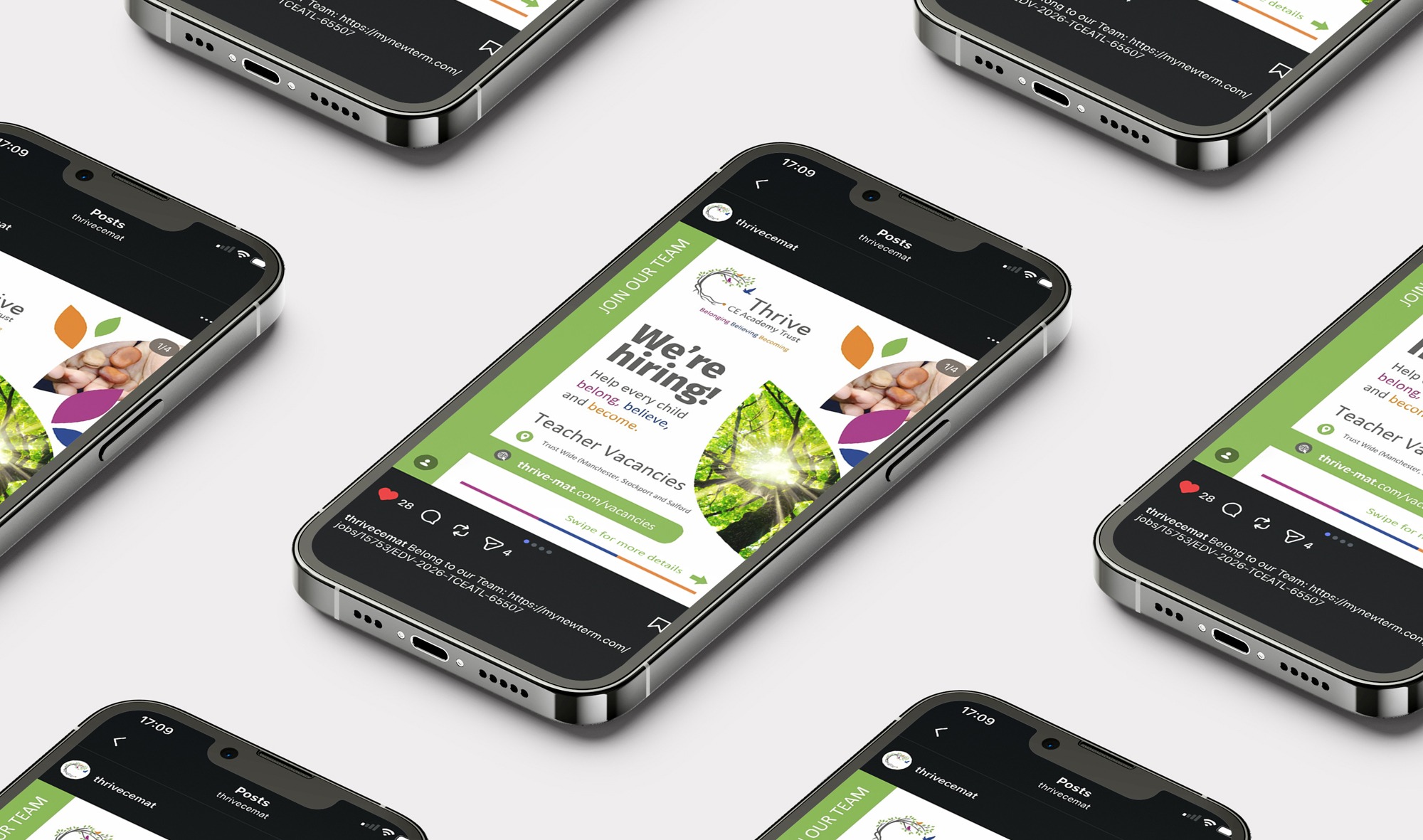 School social media templates for Thrive CE Academy Trust