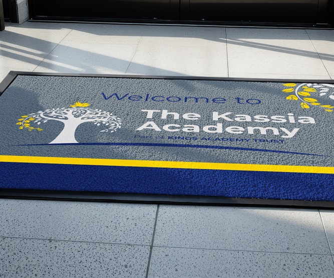 Branded school entrance mat for Kings Kassia Academy